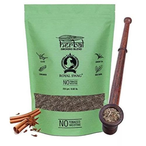 Royal Swag Herbal Smoking Blend Clove Mix + Hand Wooden Pipe (250gm + 1 Pcs) (1Pack)