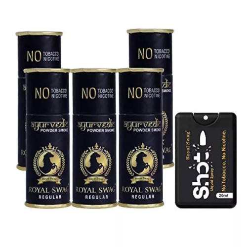 Royal Swag Nicotine Free Cigarette Regular Flavour + Shot Liquid Spray (5 Can Each 5Pcs + 20ml) (1Pack)
