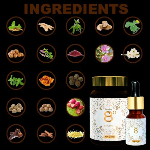 Nutriley 8 Inch  Capsules + Oil For Men (40  Capsules + Oil 15ml) (1Pack)
