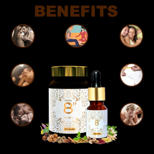 Nutriley 8 Inch  Capsules + Oil For Men (40  Capsules + Oil 15ml) (1Pack)