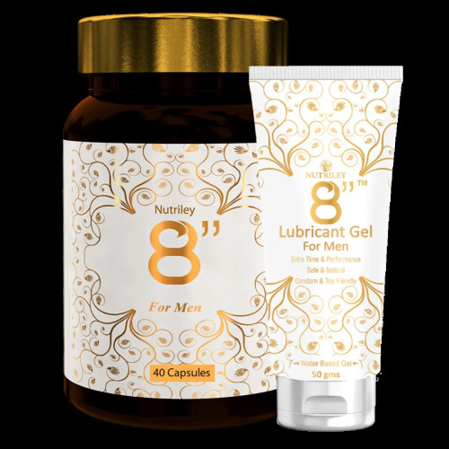 Nutriley 8 Inch  Capsules + Lubricant Gel For Men (40  Capsules + Gel 50gm) (1Pack)