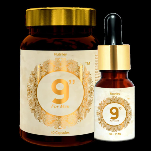 Nutriley 9 Inch  Capsules + Oil For Men (40  Capsules + Oil 15ml) (1Pack)