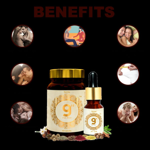 Nutriley 9 Inch  Capsules + Oil For Men (40  Capsules + Oil 15ml) (1Pack)