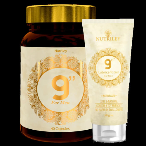 Nutriley 9 Inch  Capsules + Lubricant Gel For Men (40  Capsules + Gel 50Gms ) (1Pack)