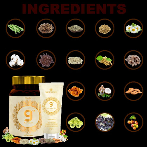 Nutriley 9 Inch  Capsules + Lubricant Gel For Men (40  Capsules + Gel 50Gms ) (1Pack)