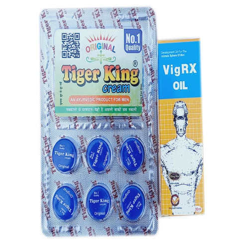 Girik Tiger King Cream + Vigrx Oil Combo (Cream 9g + Oil 30ml) (1Pack)