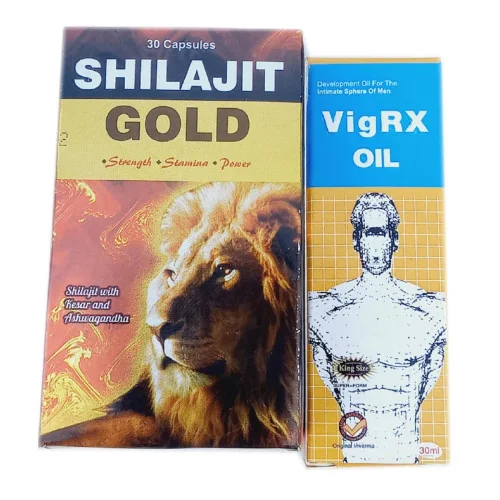 Girik Shilajit Gold  Capsules + Vigrx Oil (30Cap + 30ml Oil) (1Pack)