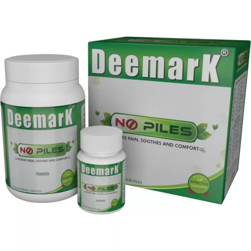 Deemark No Piles Powder + No Piles  Capsules (Powder 200g + 30Cap) (1Pack)