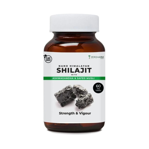 Zeroharm Shilajit, Ashwagandha, Safed Musli (60 Tablets)