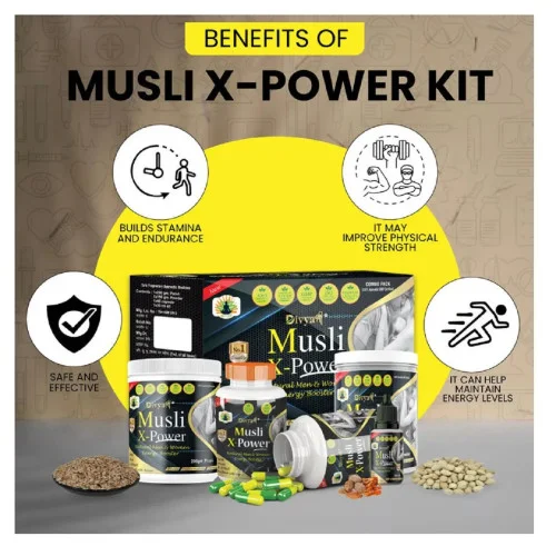 Divya Shree Musli X-Power Kit (150g Powder +200g Prash + 60 Capsulesule +30ml Oil) (1Kit)
