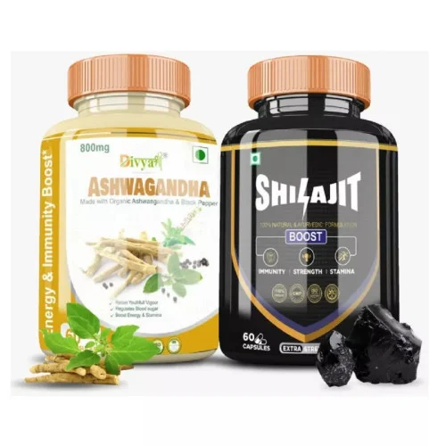 Divya Shree Ashwagnadha  Capsules + Shilajit  Capsules (Each 60 Capsulesule ) (1Pack)