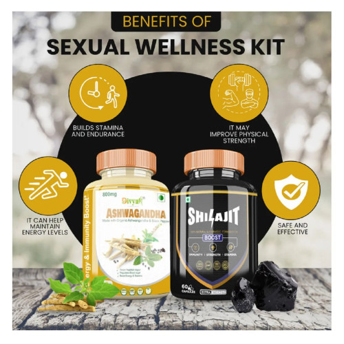 Divya Shree Ashwagnadha  Capsules + Shilajit  Capsules (Each 60 Capsulesule ) (1Pack)