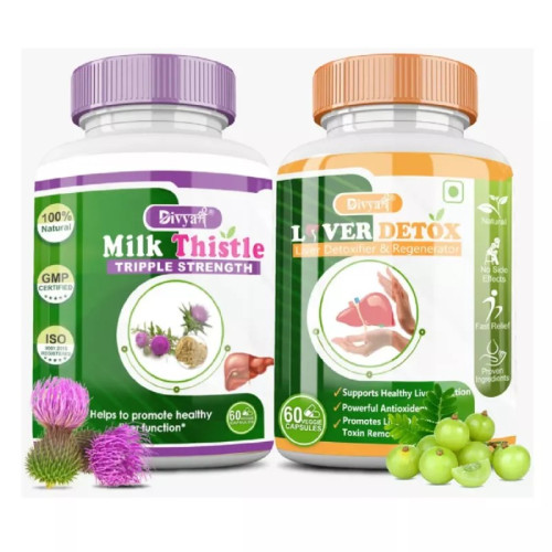 Divya Shree Milk Thistle & Liver Detox Combo (Each 60  Capsulesule ) (1Pack)