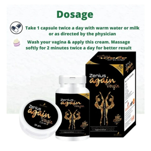 Zenius India Again Vergin Cream + Again Vergin  Capsules (50g Cream + 60  Capsulesule) (1Pack)