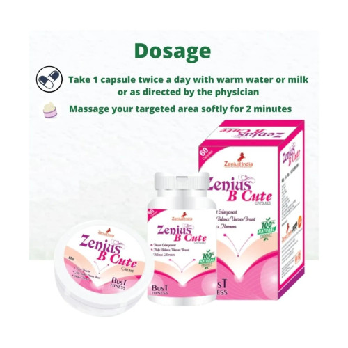Zenius India B Cute Cream + B Cute  Capsules (50g Cream + 60  Capsulesule) (1Pack)