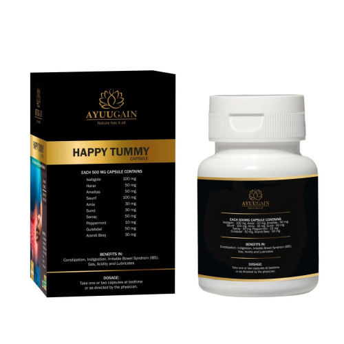 Ayuugain Tummy  Capsules for Constipation, Indigiestion, Gas & Acidity Relief (60cap)
