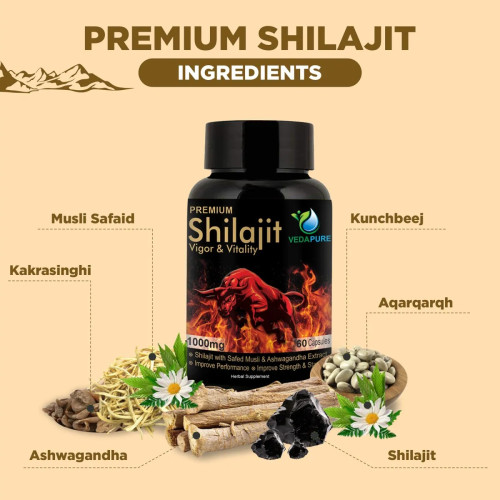 Vedapure Veda Shilajit Vigor & Vitality  Capsules (60 Capsules)