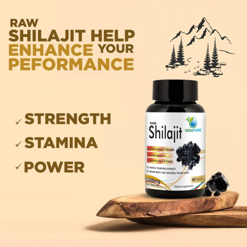 Vedapure Raw Shilajit  Capsules (60 Capsules)