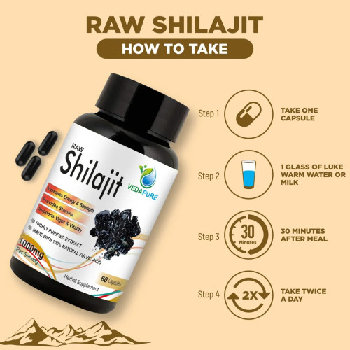 Vedapure Raw Shilajit  Capsules (60 Capsules)