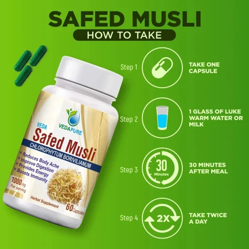 Vedapure Safed Musli Chlorophytum Borivilianum (60 Capsules)
