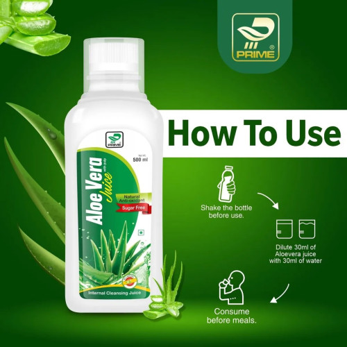 Prime Aloe Vera Juice With Pulp (Sugar Free) (500ml)