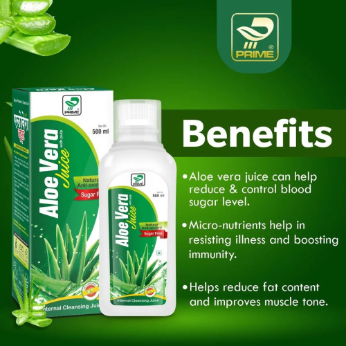 Prime Aloe Vera Juice With Pulp (Sugar Free) (500ml)
