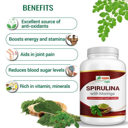 Shri Chyawan Ayurveda Spirulina With Moringa  Capsulesule (60cap)