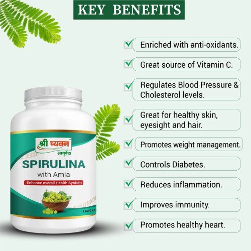 Shri Chyawan Ayurveda Spirulina With Amla  Capsulesule (60cap)