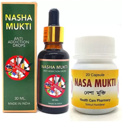 Roy Biotech Anti Addiction Drops + Nasa Mukti  Capsules (30ml Drops + 20Cap) (1Pack)
