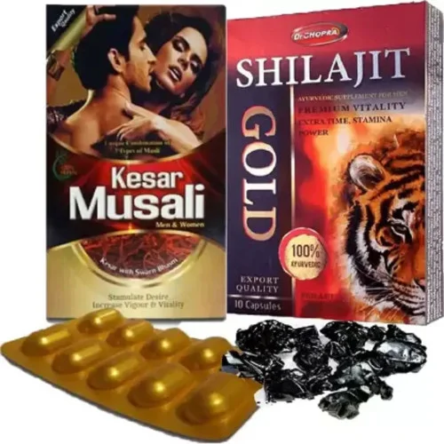 Roy Biotech Kesar Musali & Shilajit Gold  Capsules (Each 10Cap) (1Pack)