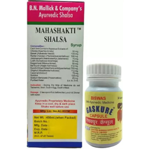 Roy Biotech Mahashakti Shalsa Syrup & Gaskure  Capsulesule (450ml + 50cap) (1Pack)