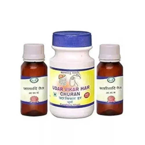 Kamdhenu Jatyadi Taila + Kasisadi Taila + Udar Vikar Har Churna (Each 50ml + 100gm) (1Pack)