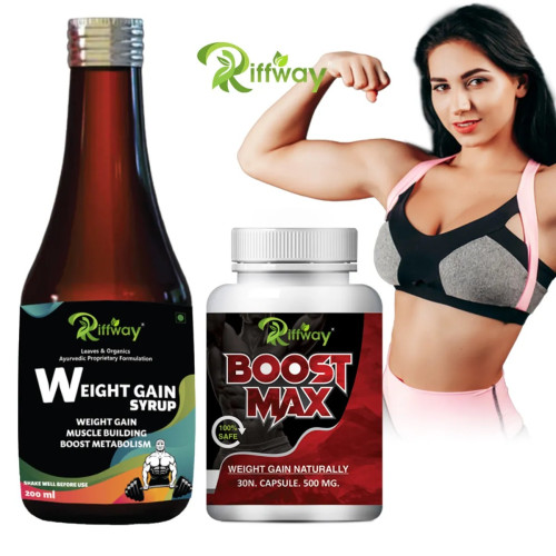 Riffway Weight Gain Syrup + Boost Maxx  Capsules (200ml+30 Capsules) (1Pack)