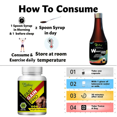 Riffway Weight Gain Syrup + Fast Gain  Capsules (200ml+30 Capsules) (1Pack)