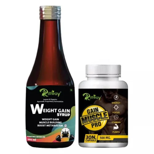 Riffway Weight Gain Syrup + Gain Muscels Pro  Capsules (200ml+30 Capsules) (1Pack)