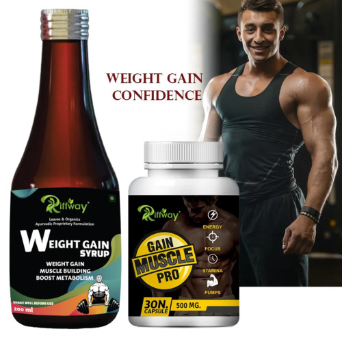 Riffway Weight Gain Syrup + Gain Muscels Pro  Capsules (200ml+30 Capsules) (1Pack)