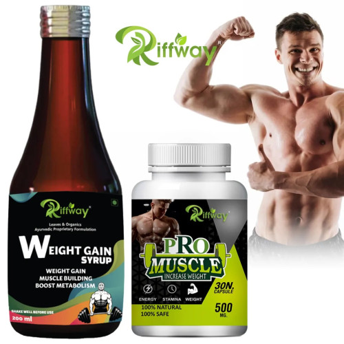Riffway Weight Gain Syrup + Pro Muscles  Capsules (200ml+30 Capsules) (1Pack)