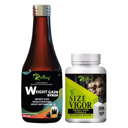 Riffway Weight Gain Syrup + Size Vigor  Capsules (200ml+30 Capsules) (1Pack)