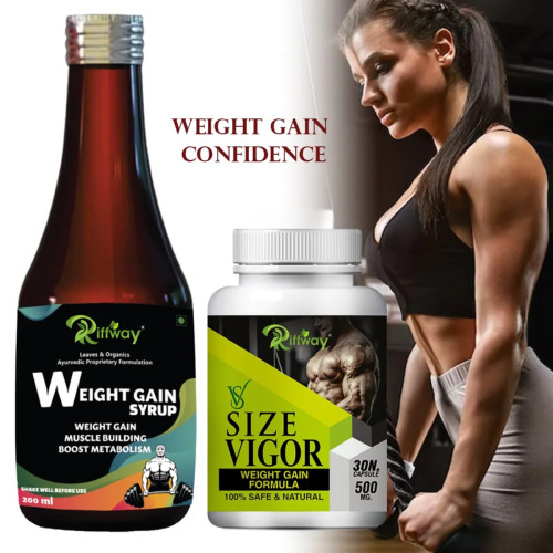 Riffway Weight Gain Syrup + Size Vigor  Capsules (200ml+30 Capsules) (1Pack)