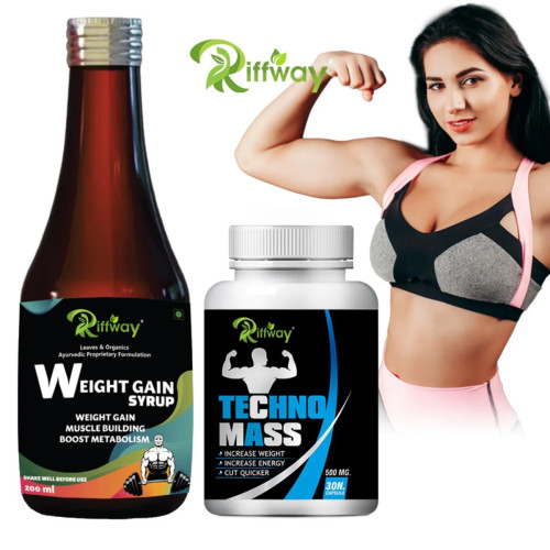 Riffway Weight Gain Syrup + Techno Mass  Capsules (200ml+30 Capsules) (1Pack)