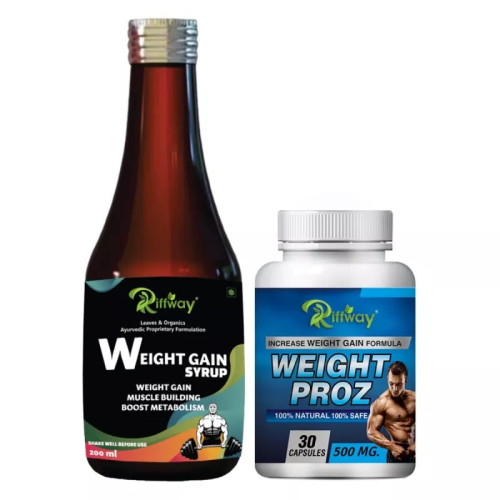 Riffway Weight Gain Syrup + Weight Proz Gainer (200ml+30 Capsules) (1Pack)