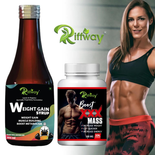 Riffway Weight Gain Syrup + Xxx Mass  Capsules (200ml+30 Capsules) (1Pack)