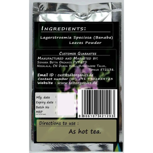 Sidhara Betta Herbals Lagerstroemia Speciosa (Banaba) Leaves Powder (15g)