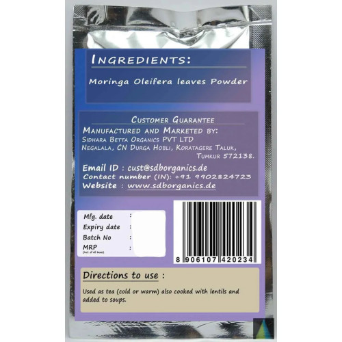 Sidhara Betta Herbals Moringa Oleifera Tender Leaves Powder (15g)