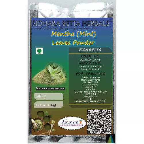 Sidhara Betta Herbals Mentha (Mint) Leaves Powder (15g)