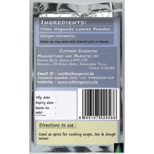 Sidhara Betta Herbals Vitex Negundo Leaves Powder (15g)