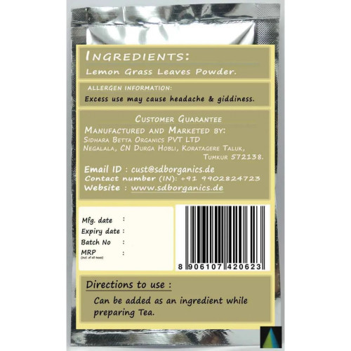 Sidhara Betta Herbals Cymbopogon (Lemon Grass) Leaves Powder (15g)