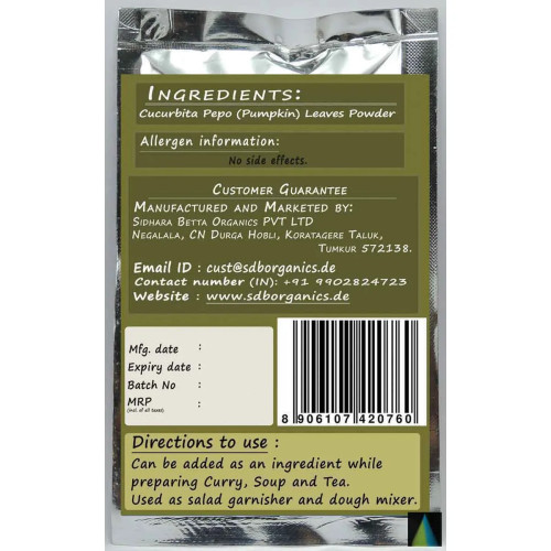 Sidhara Betta Herbals Cucurbita Pepo (Pumpkin) Leaves Powder (15g)