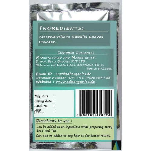 Sidhara Betta Herbals Alternanthera Sessilis Leaves Powder (15g)