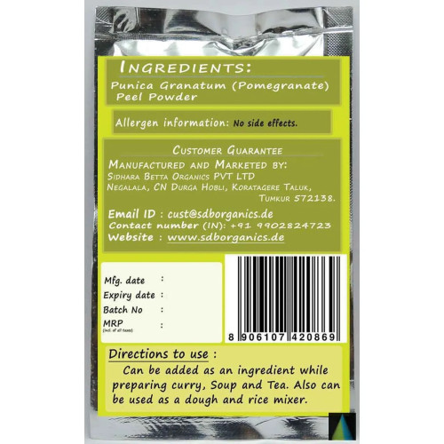 Sidhara Betta Herbals Punica Granatum (Pomegranate) Peel Powder (15g)